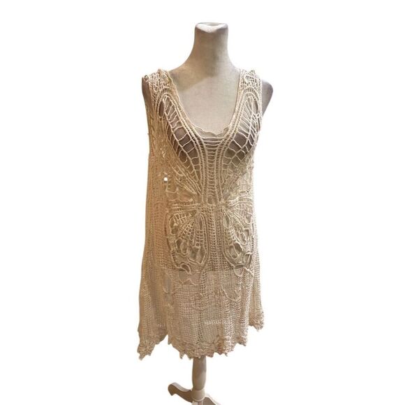 Wishlist Dresses & Skirts - Somya Women's M Beige Butterfly Tunic Dress Cover-Up Beachwear
